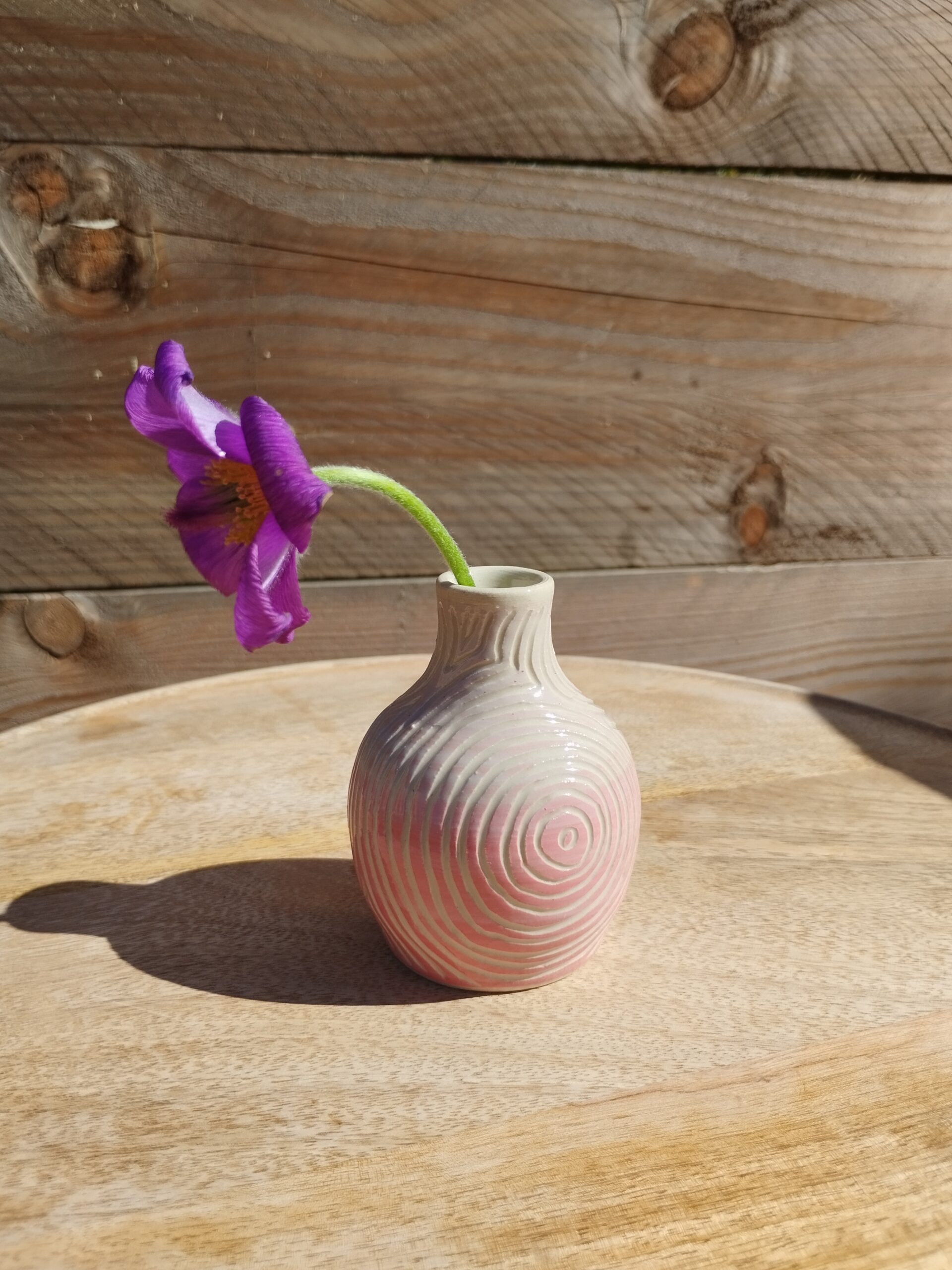 Mini vase en grès rose